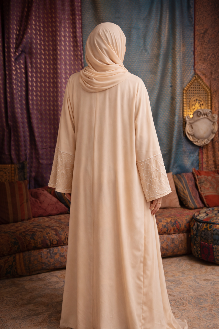 Apricot Sequin Abaya Set
