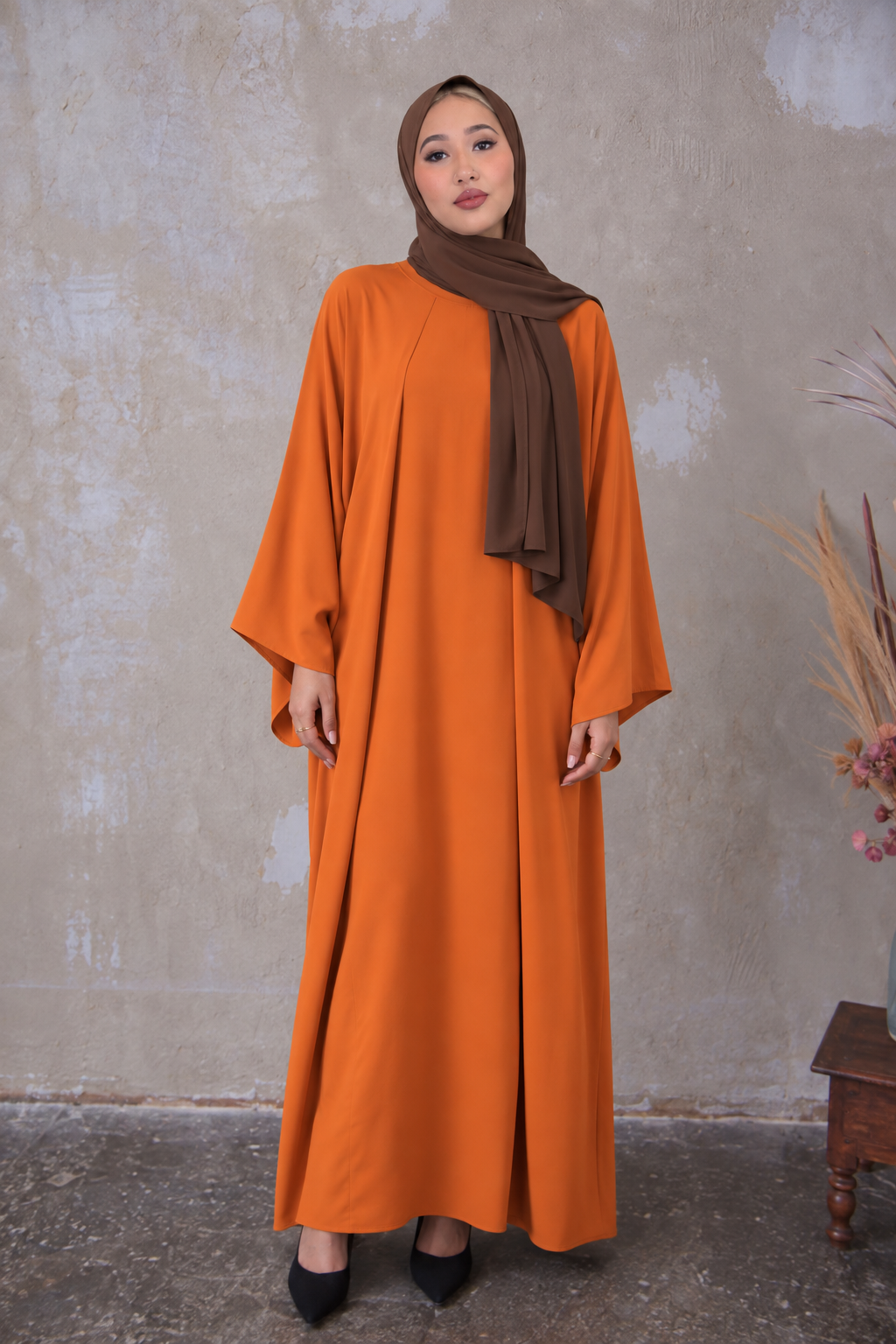 Orange Batwing Abaya