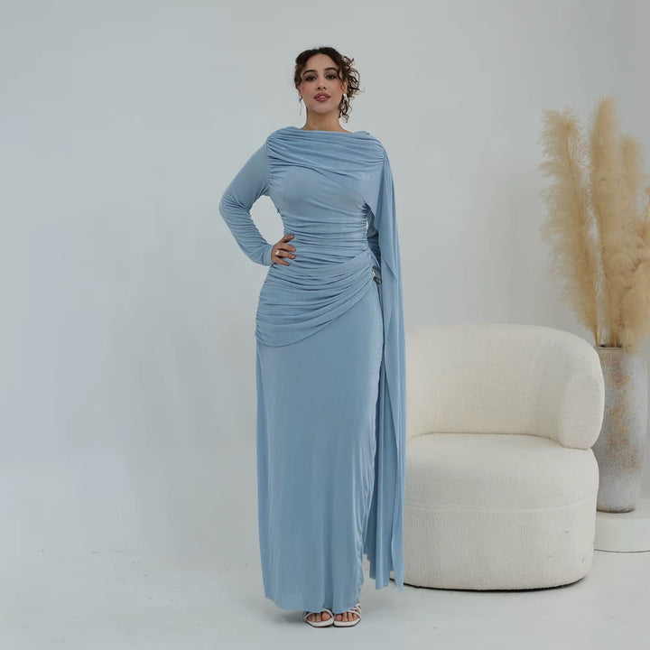 Draped Long Sleeve Gown