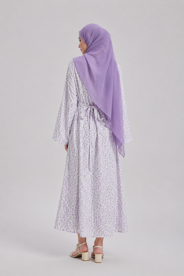 Purple & Gray Floral Maxi Dress