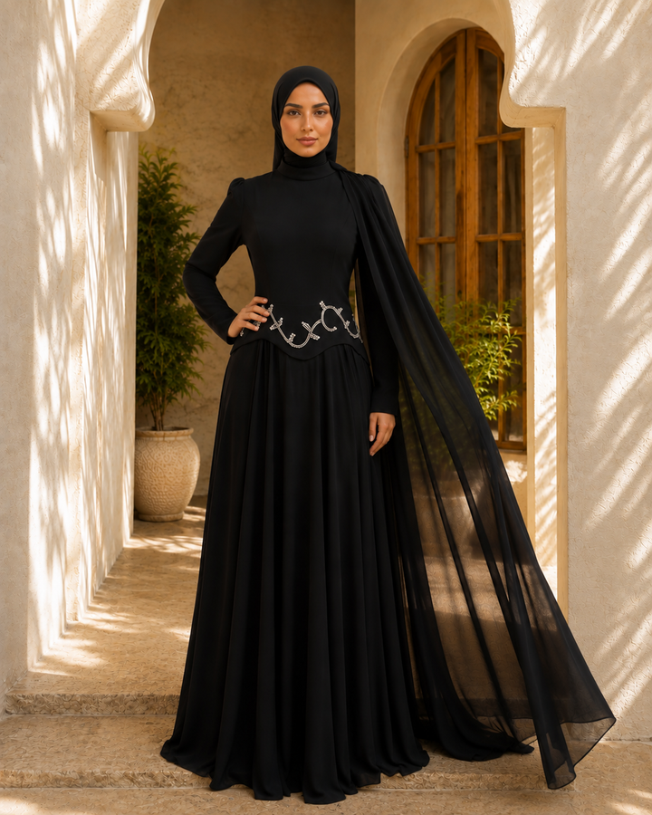 Black Long Sleeve Maxi Gown