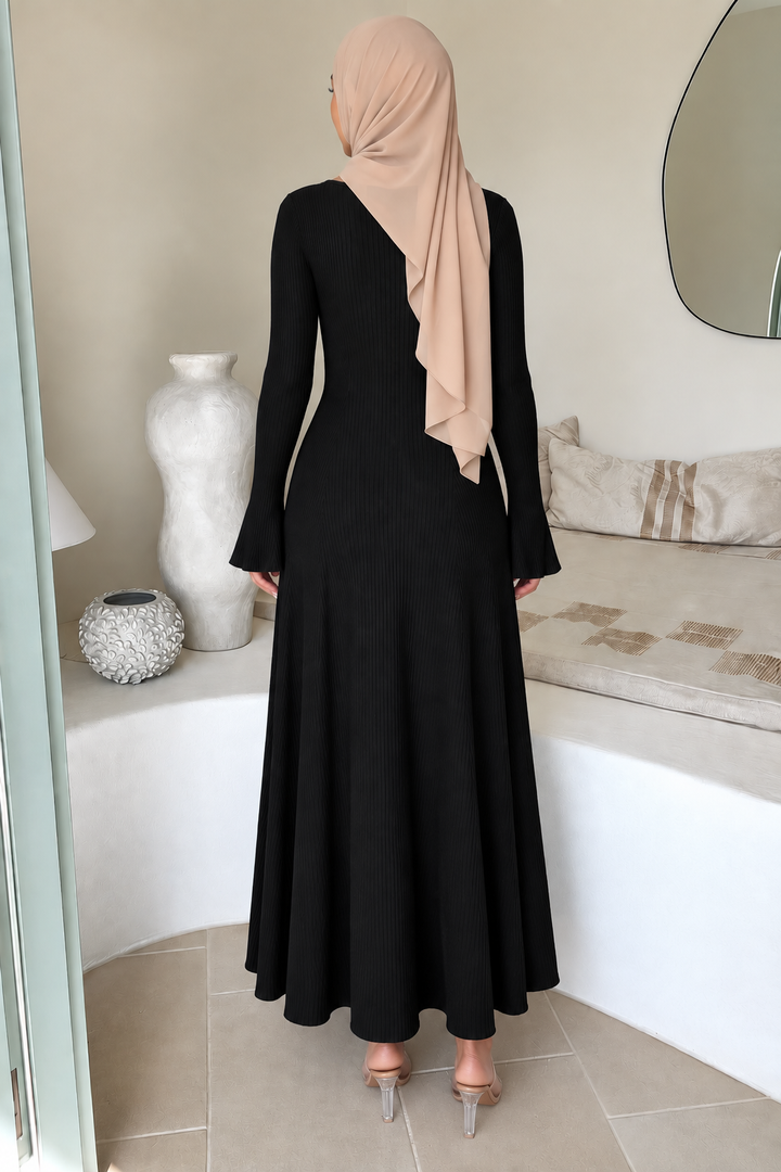 Black Buttoned Sweater Dress