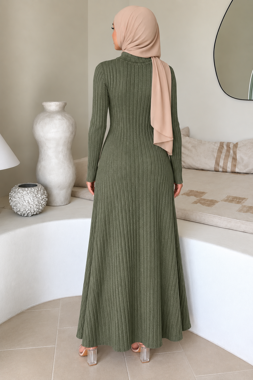 Olive Turtle Sweater Dress