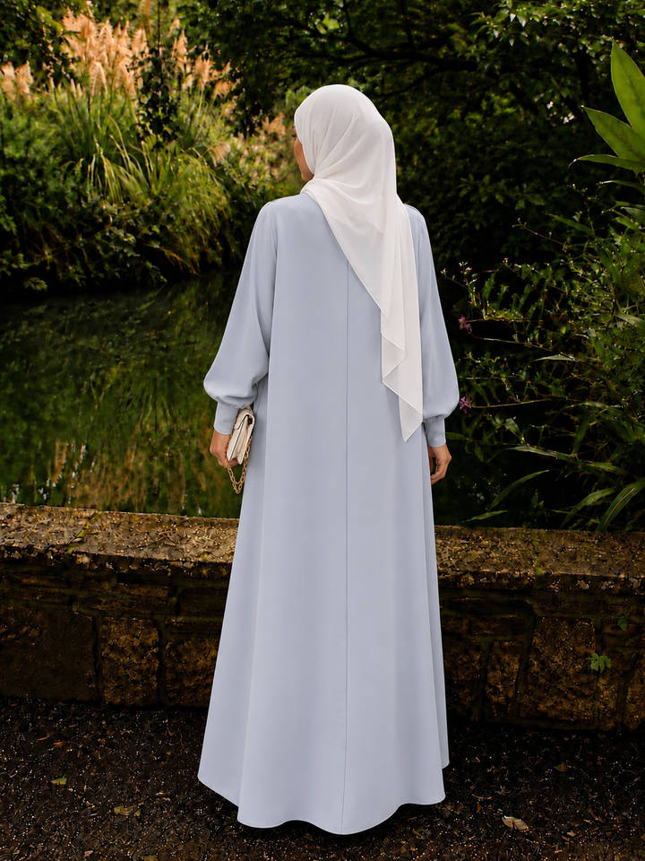 Gray Button Down Abaya