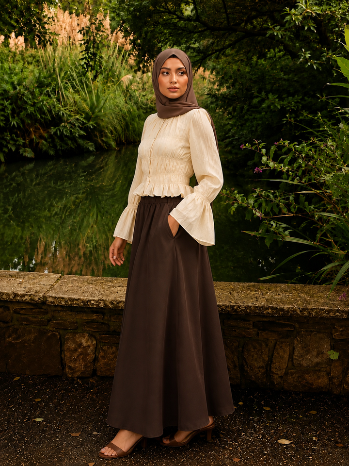 Brown Pocket Maxi Skirt
