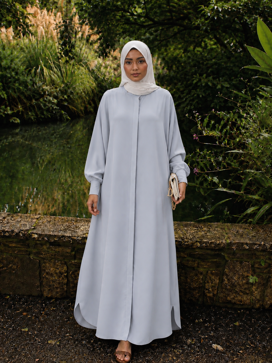Gray Button Down Abaya