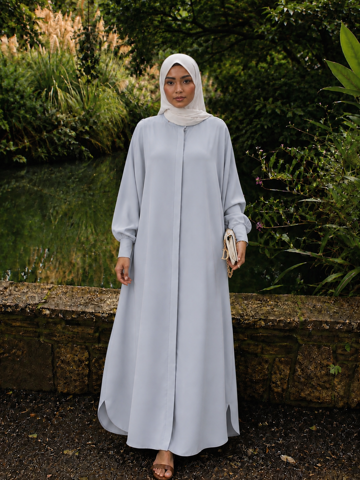 Gray Button Down Abaya