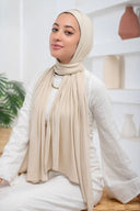 Beige Jersey Hijab with Undercap