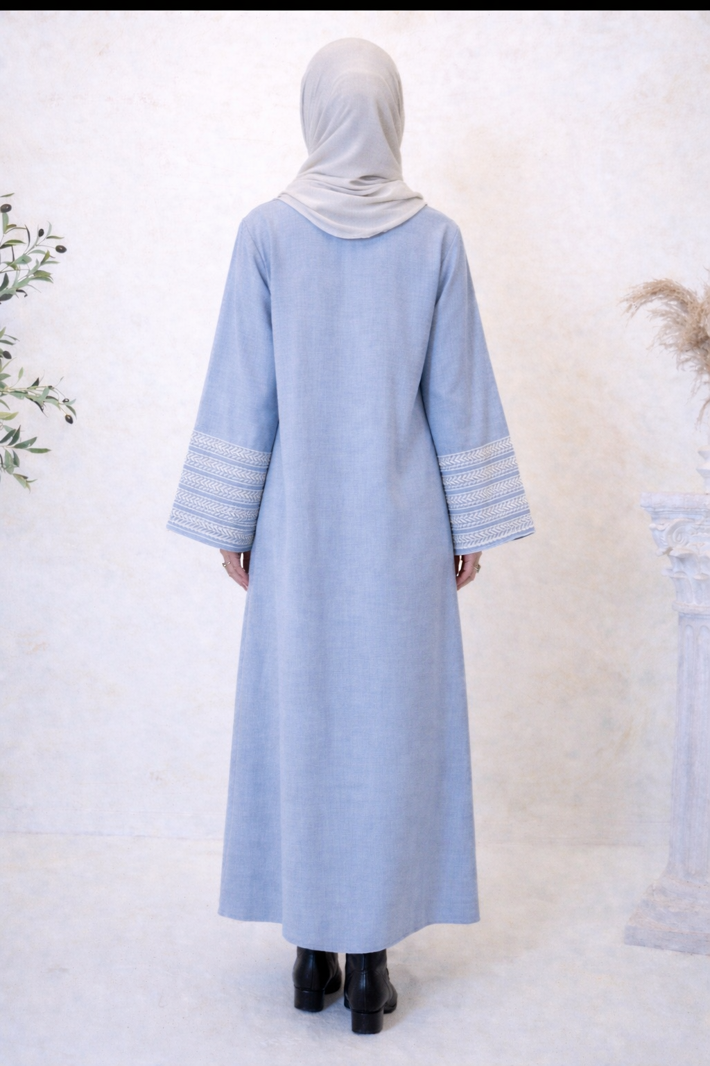 Blue Embroidered Abaya
