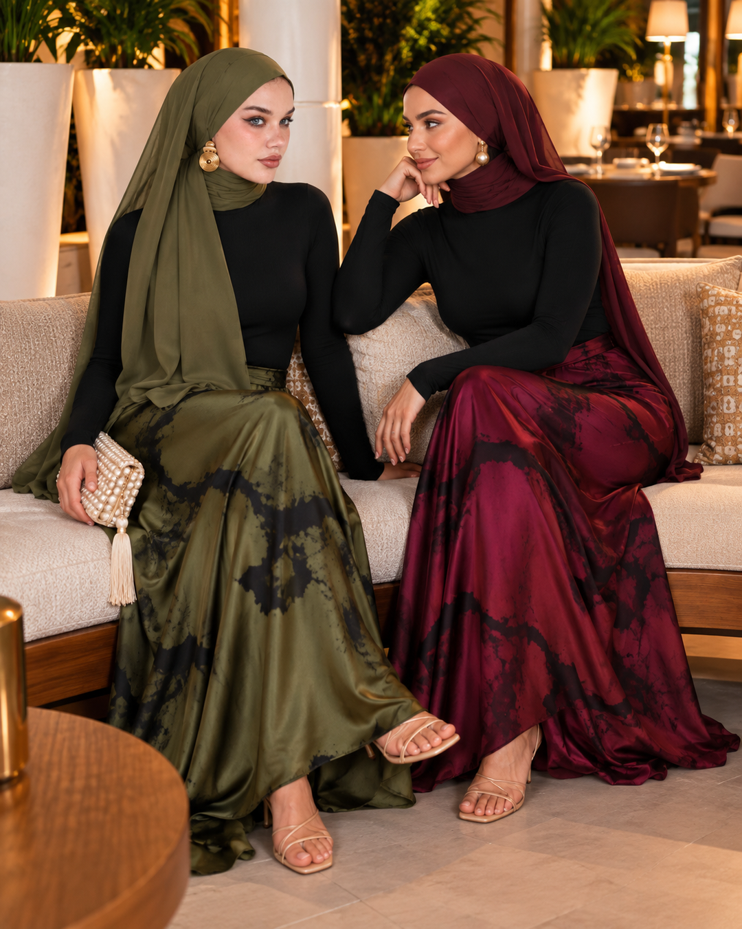 Olive Mesh Maxi Skirt