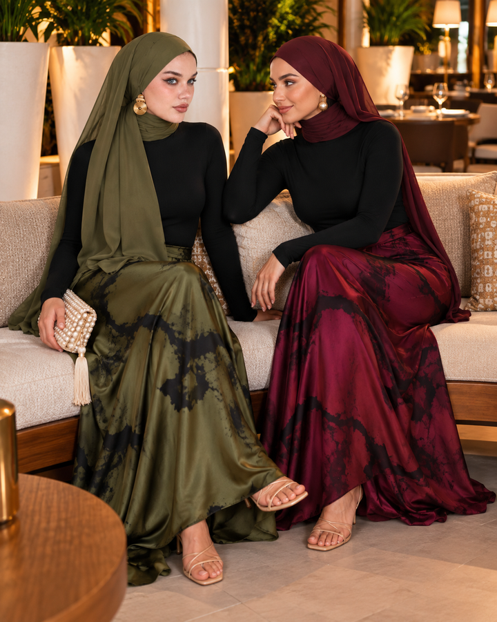 Olive Mesh Maxi Skirt