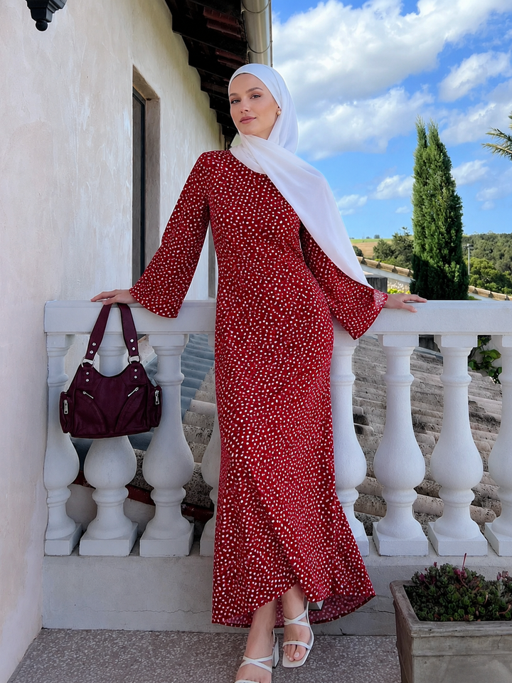 Red Polka Dots Maxi Dress