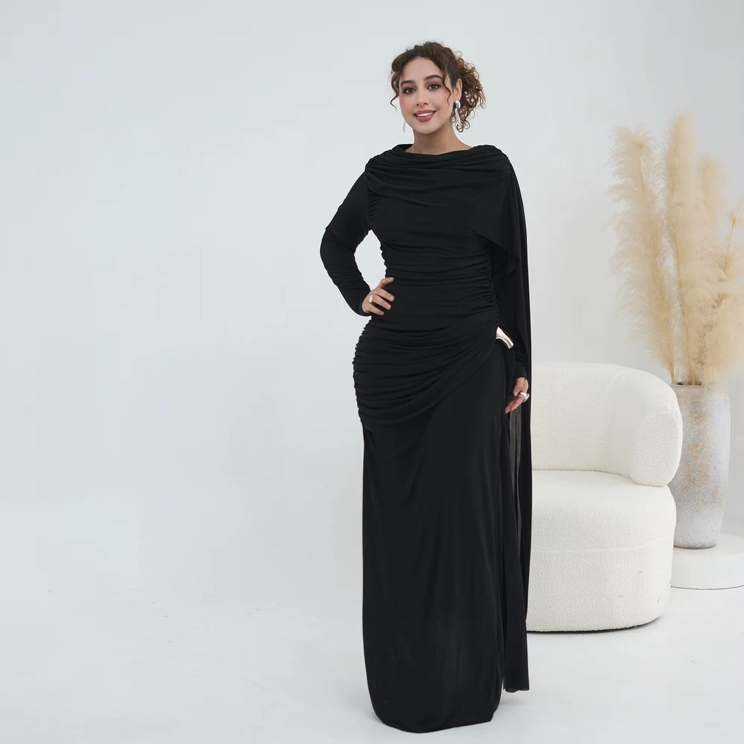 Draped Long Sleeve Gown