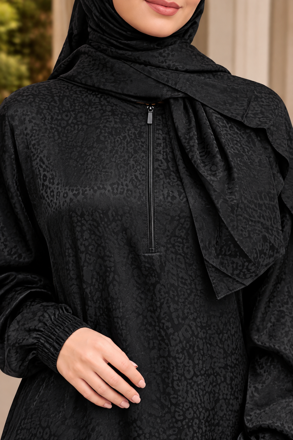 Black Cheetah One Piece Salah Prayer Outfit