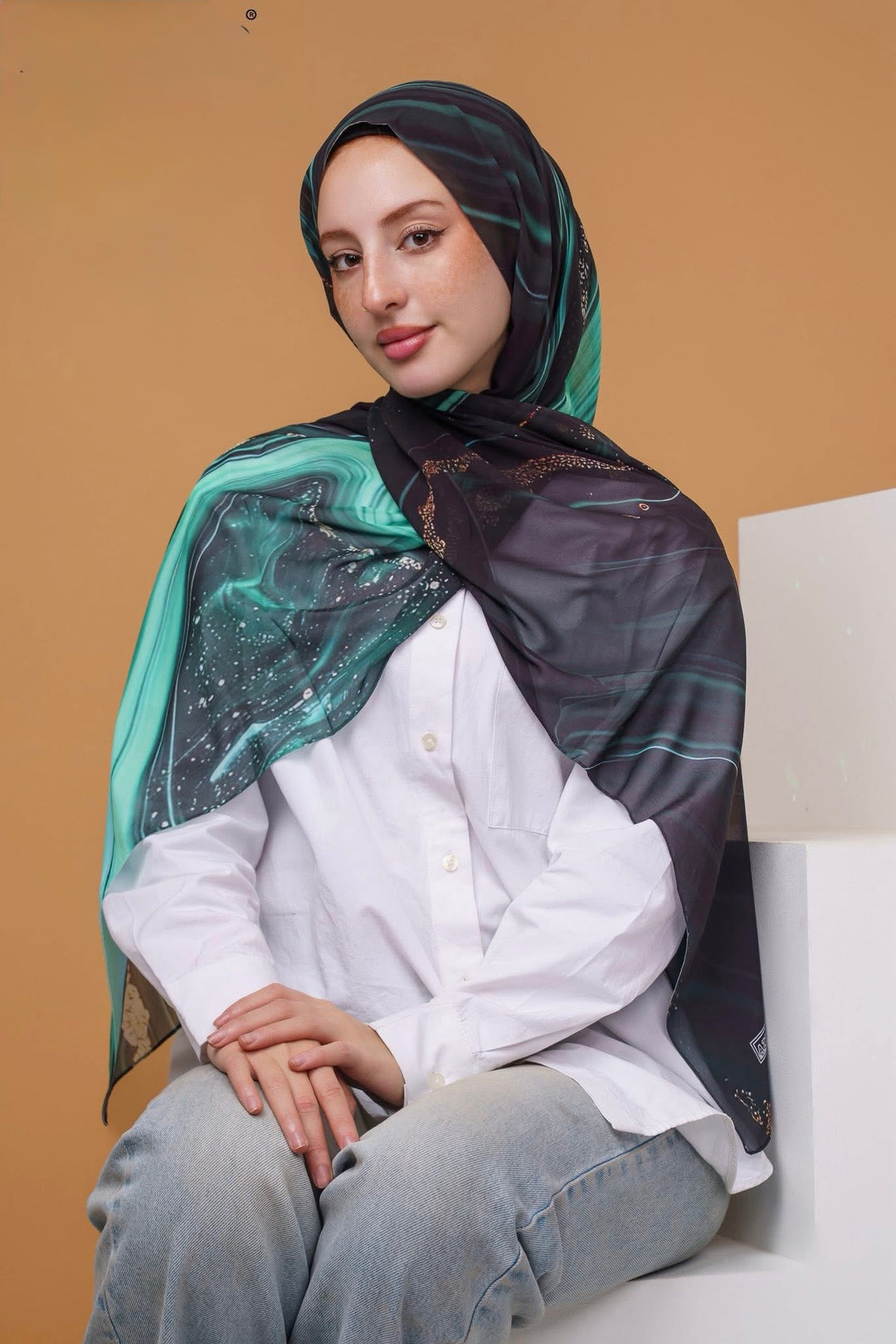 Teal Cosmos Chiffon Hijab