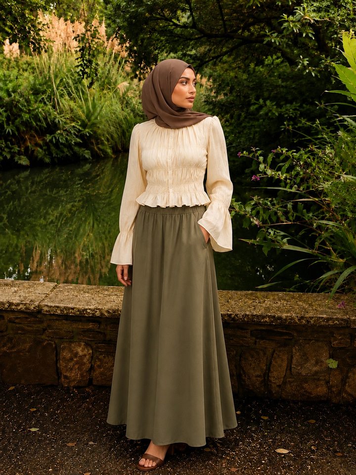 Olive Pocket Maxi Skirt