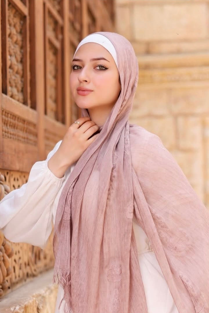Embroidered Modal Fringe Edge Hijab