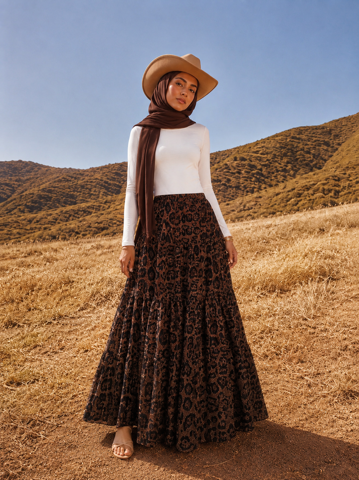 Cheetah Tiered Maxi Skirt