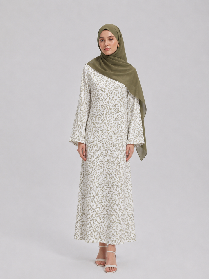 Olive Green Floral Maxi Dress