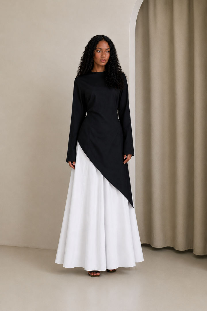 Black and White Asymmetrical Shirt