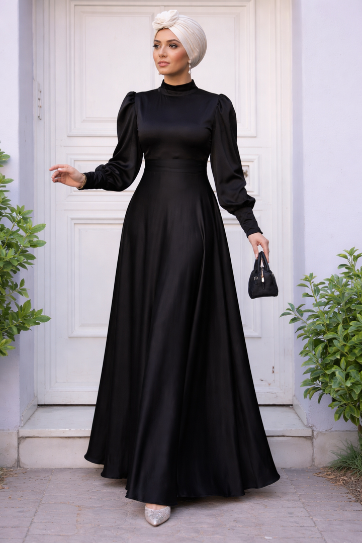 Black Satin Gown