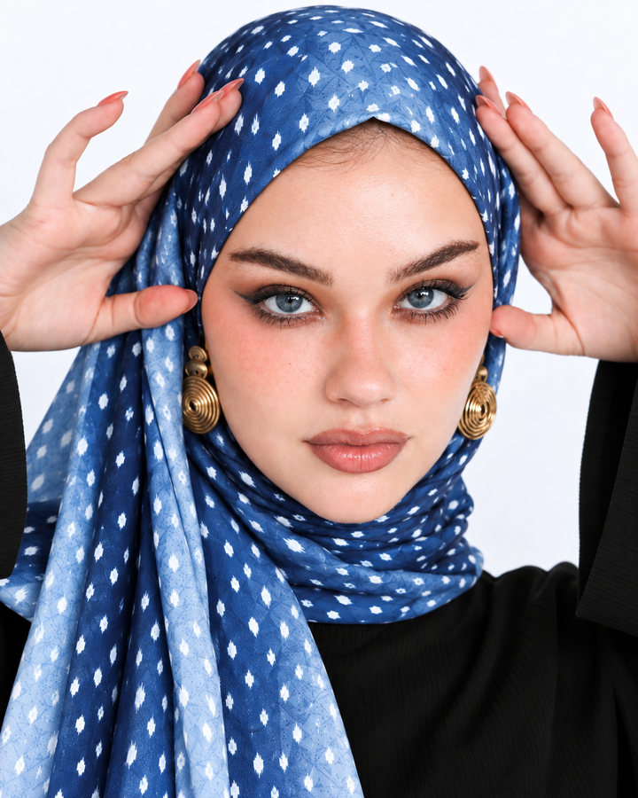Blue Deer Print Modal Hijab