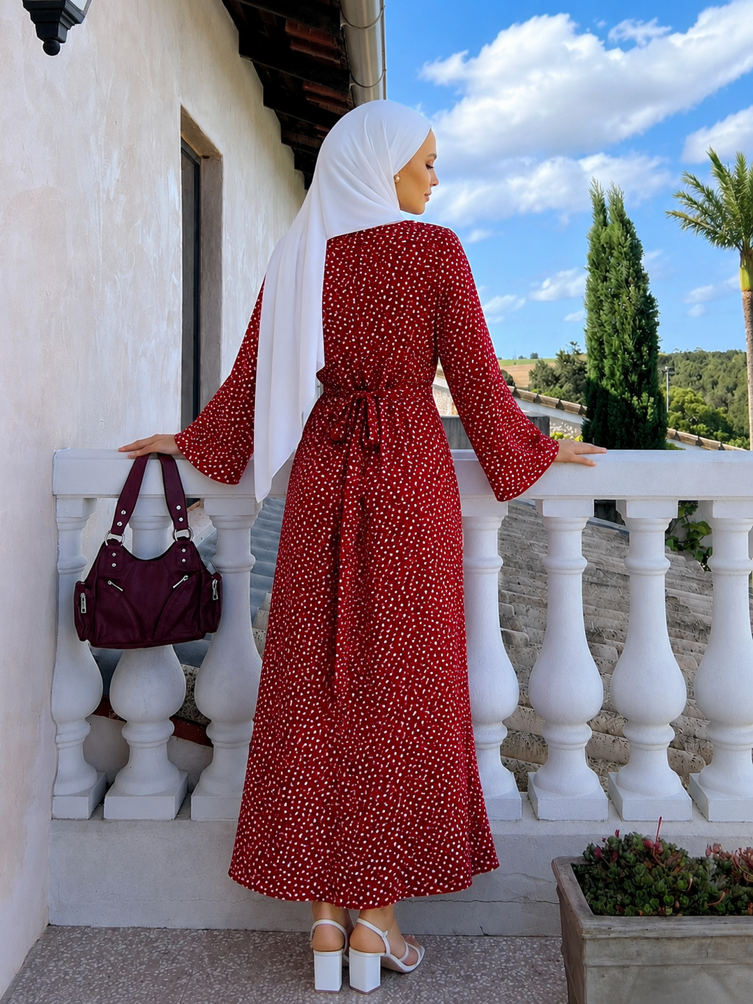 Red Polka Dots Maxi Dress