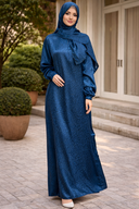 Blue Cheetah One Piece Salah Prayer Outfit, breathable fabric, perfect for Hajj or Umrah, comfortable one-size, thick opaque material