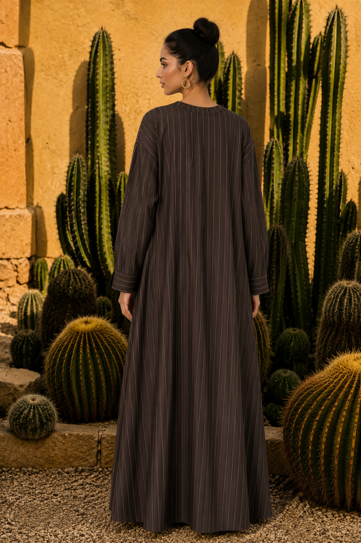 Brown Pinstripe Abaya