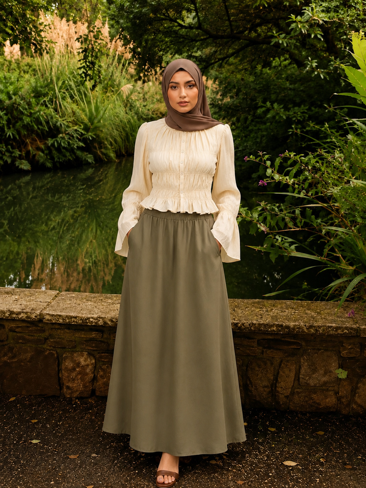 Olive Pocket Maxi Skirt