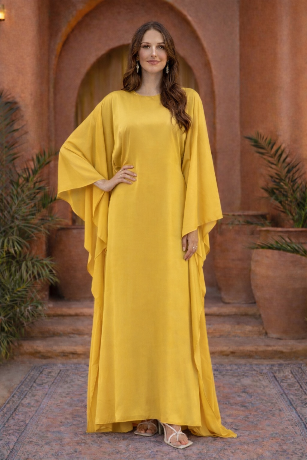 Marigold Satin Butterfly Kaftan
