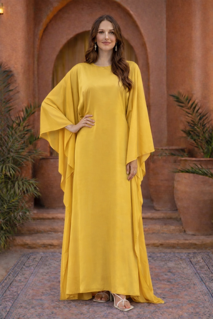 Marigold Satin Butterfly Kaftan