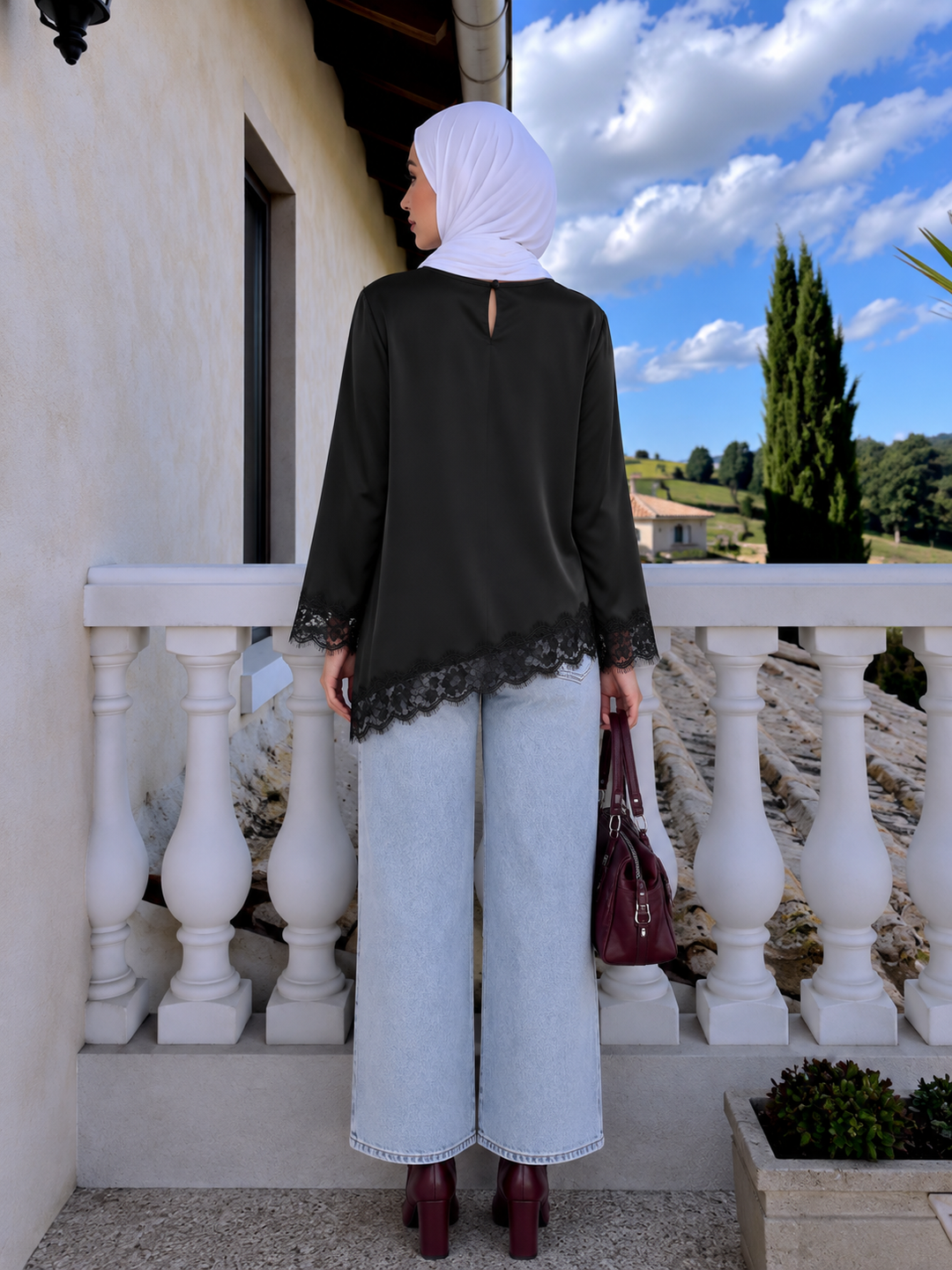 Black Satin Asymmetrical Shirt Top