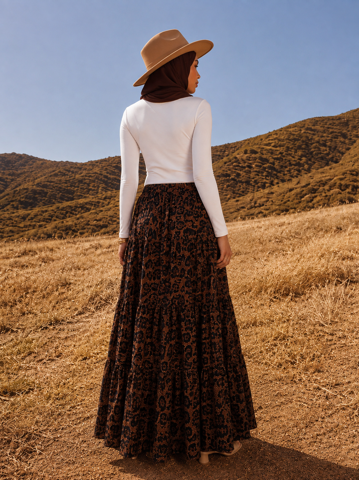 Cheetah Tiered Maxi Skirt