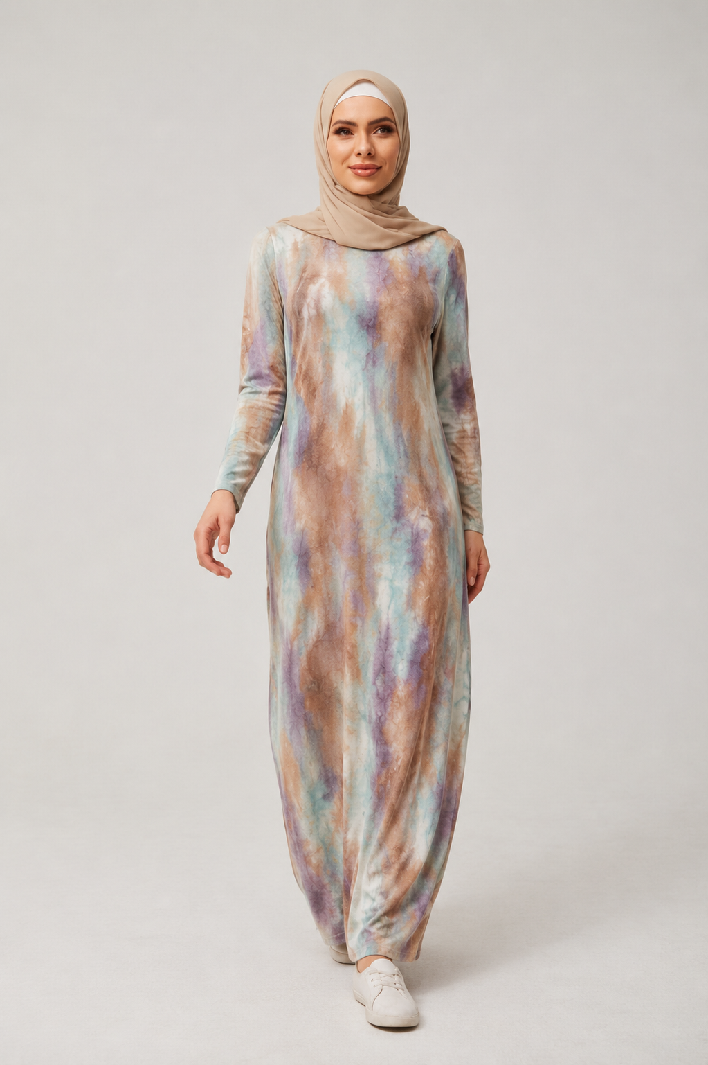 Teal and Brown Jersey Maxi Dress
