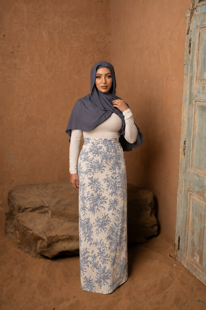 Damask Floral Maxi Skirt