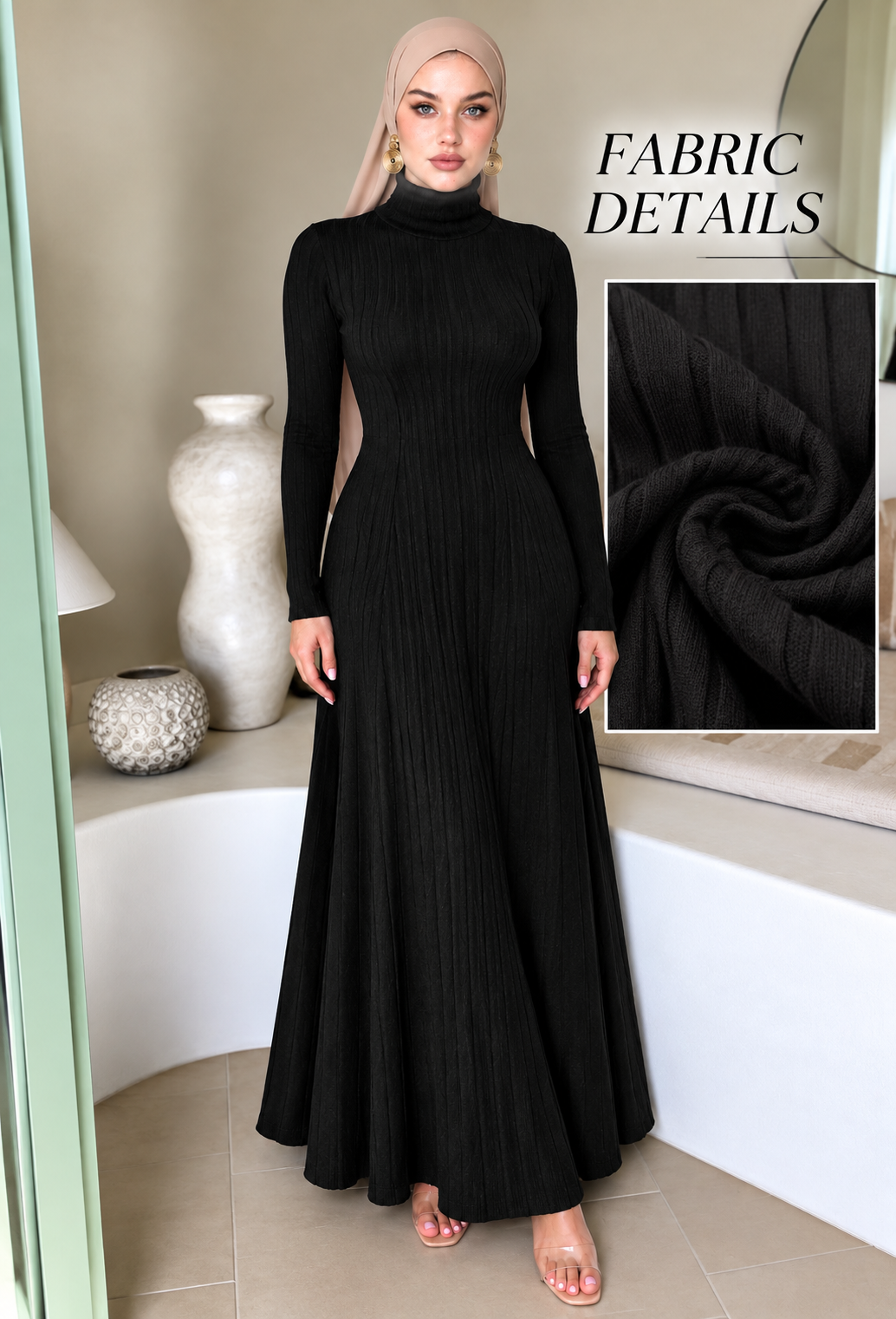 Black Turtle Sweater Maxi Dress