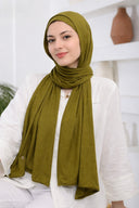 Olive Green Jersey Hijab with Undercap