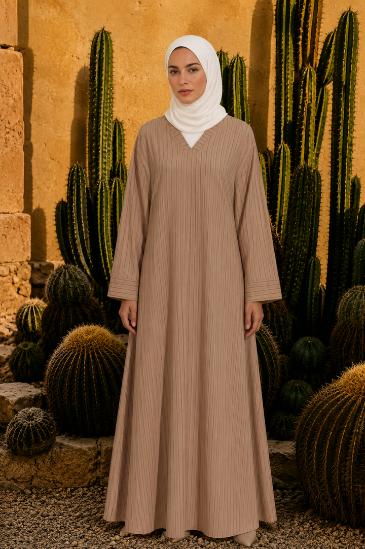 Beige Pinstripe Abaya
