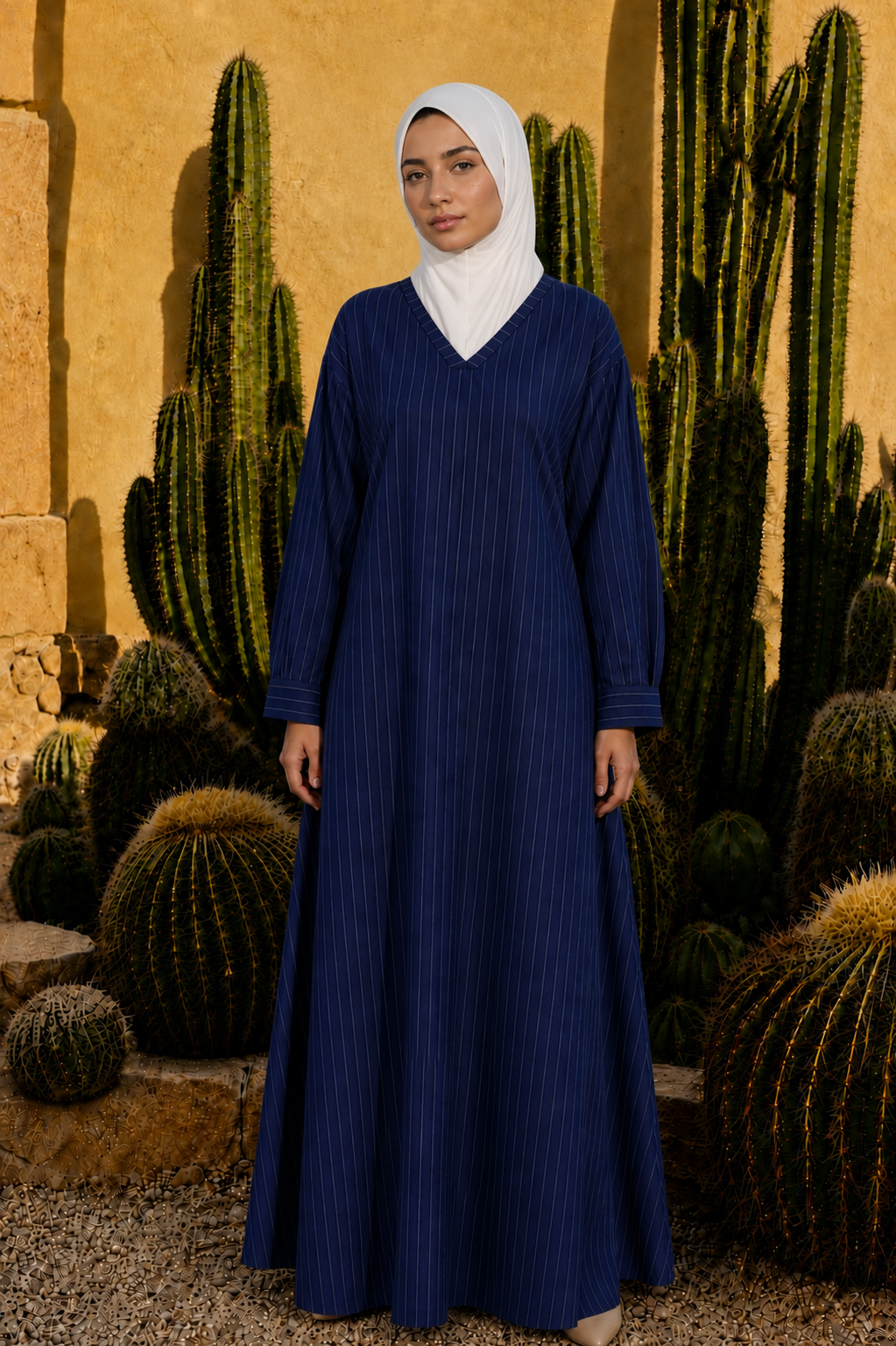 Navy stripped abaya