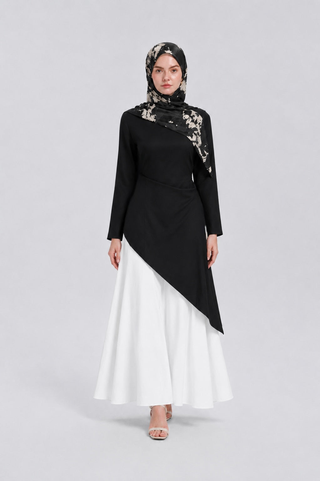 Black and White Asymmetrical Shirt