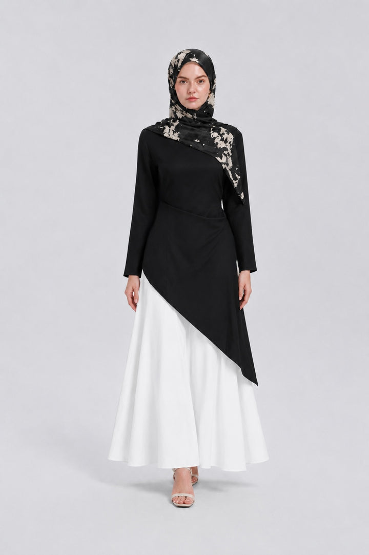 Black and White Asymmetrical Shirt