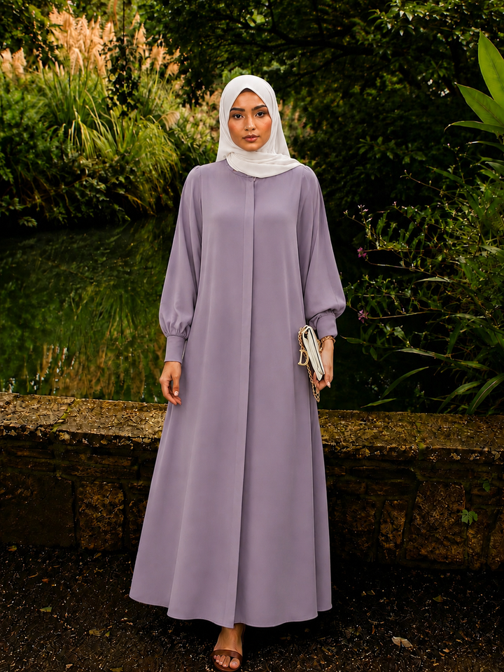 Lilac Button Down Abaya