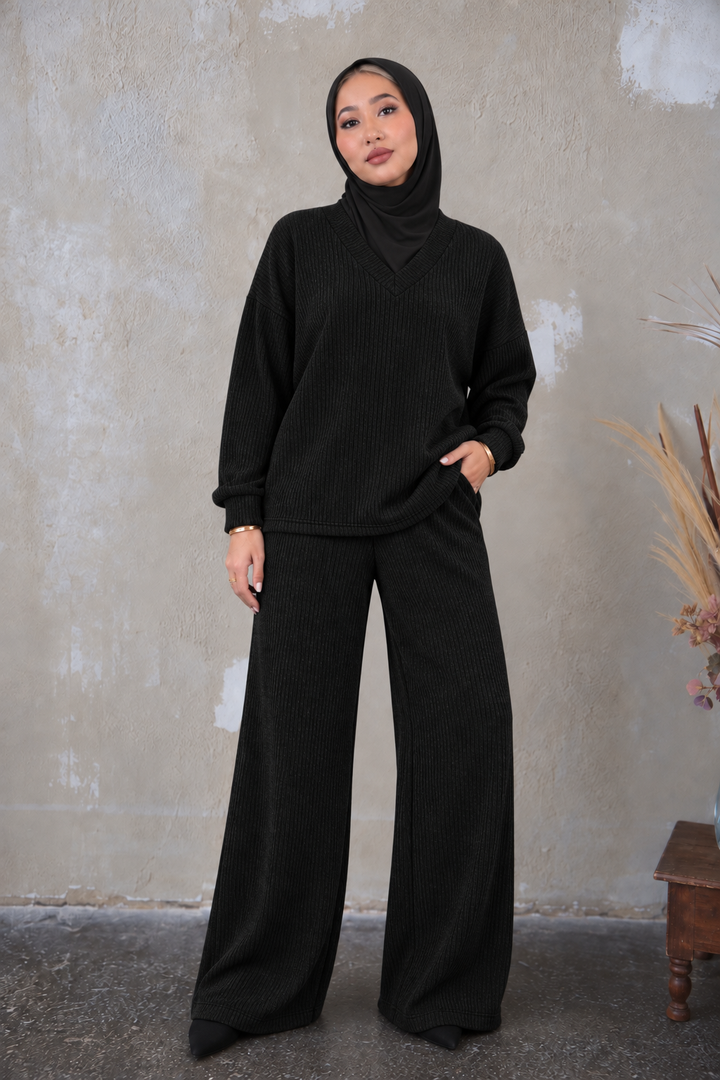 Black Knit and Pant Set