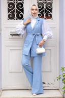 Baby Blue Vest and Pants Suit Set