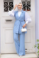 Baby Blue Vest and Pants Suit Set