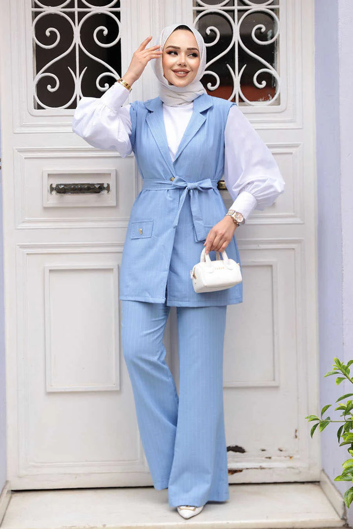 Baby Blue Vest and Pants Suit Set