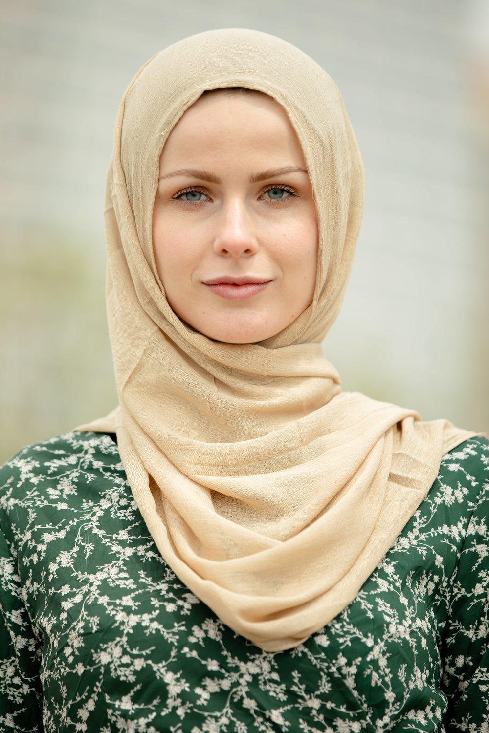 Beige Modal Fringe Edge Hijab