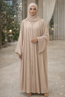 Beige Sequin Open Abaya