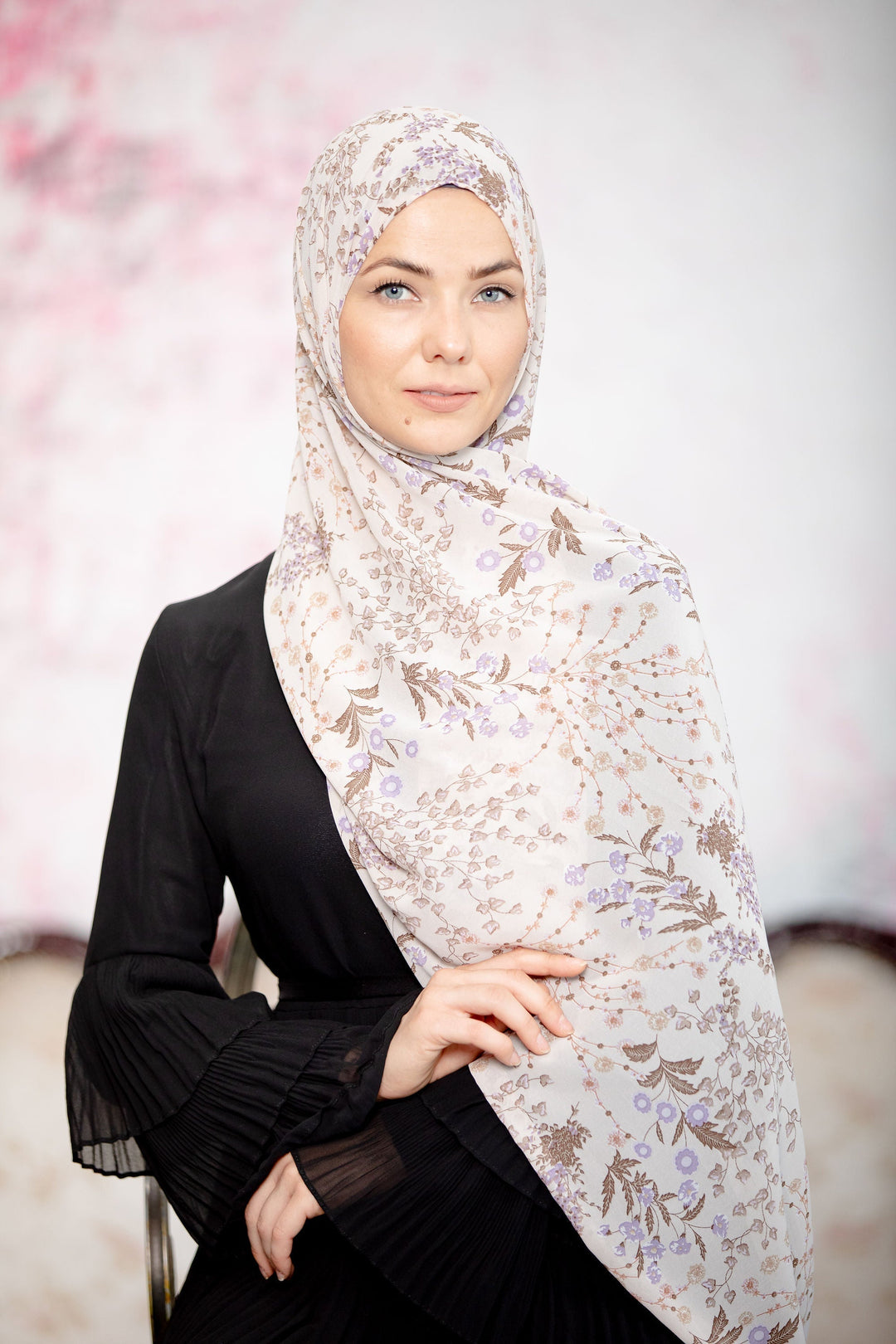 Beige and Brown Chiffon Hijab